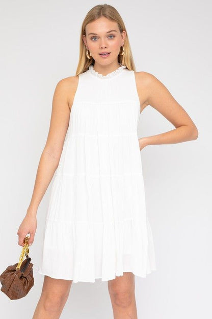 Gilli | Sleeveless Ruffle Neck Tiered Dress us.meeeshop - 