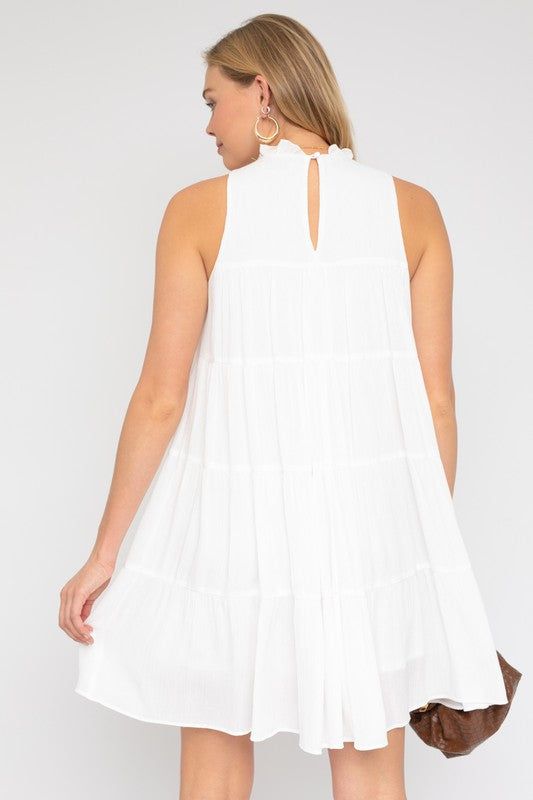 Gilli | Sleeveless Ruffle Neck Tiered Dress us.meeeshop - 