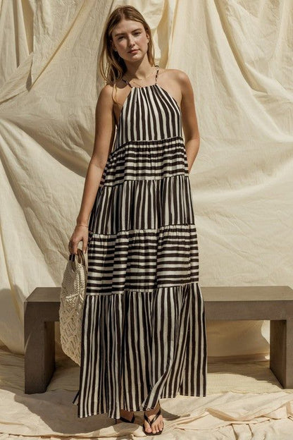 Gilli Sleeveless Stripe Maxi Tiered Dress us.meeeshop - 