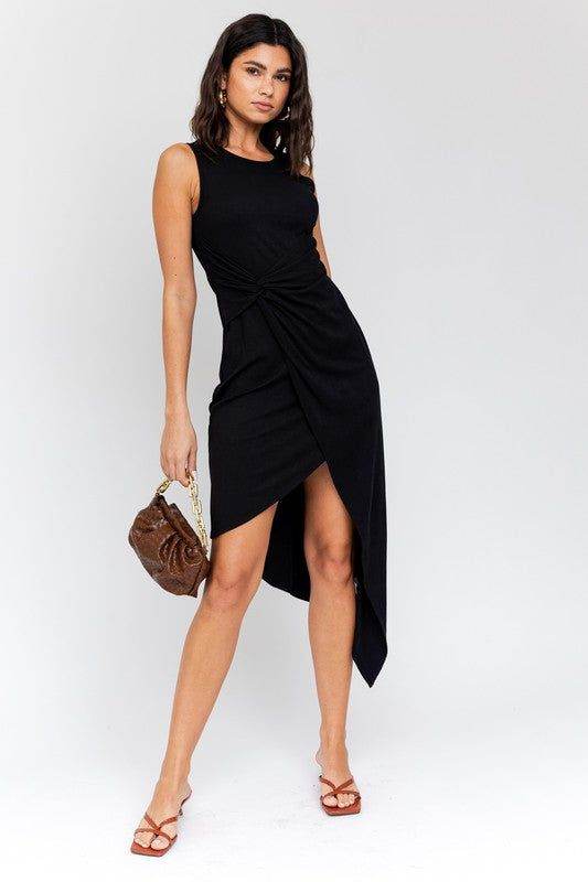 Gilli | Sleeveless Twist Wrap Rib Midi Dress us.meeeshop - 