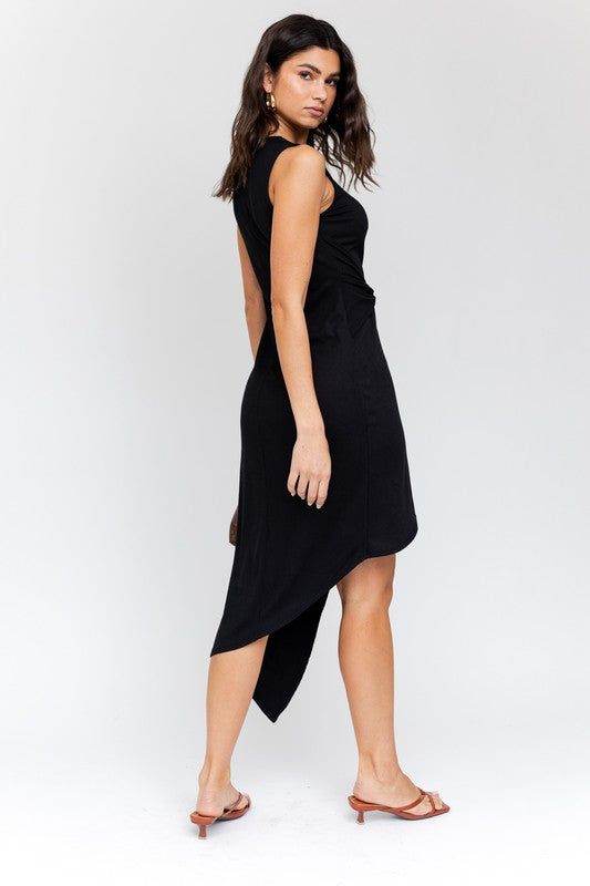 Gilli | Sleeveless Twist Wrap Rib Midi Dress us.meeeshop - 