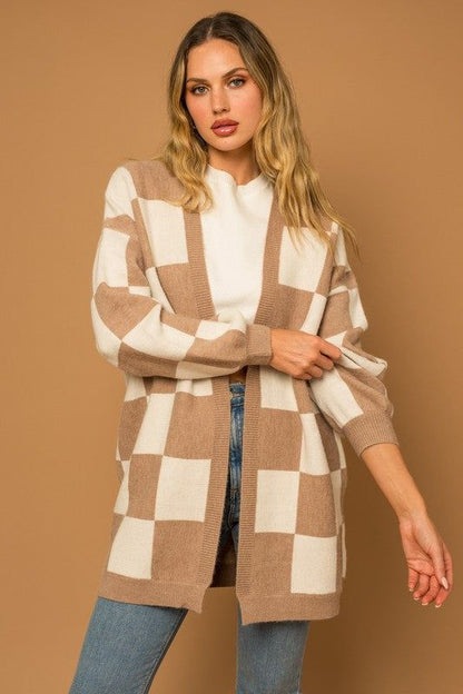 Women's Gilli Checker Graphic Sweater Cardigan - us.meeeshop