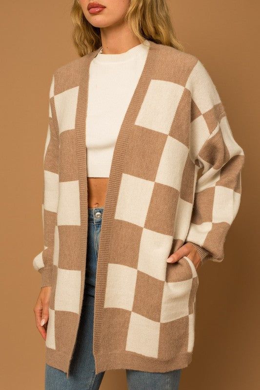 Women's Gilli Checker Graphic Sweater Cardigan - us.meeeshop