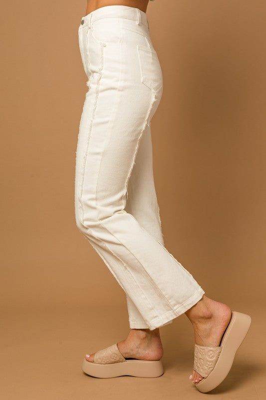 Gilli Frayed Hem Flare Pants - us.meeeshop