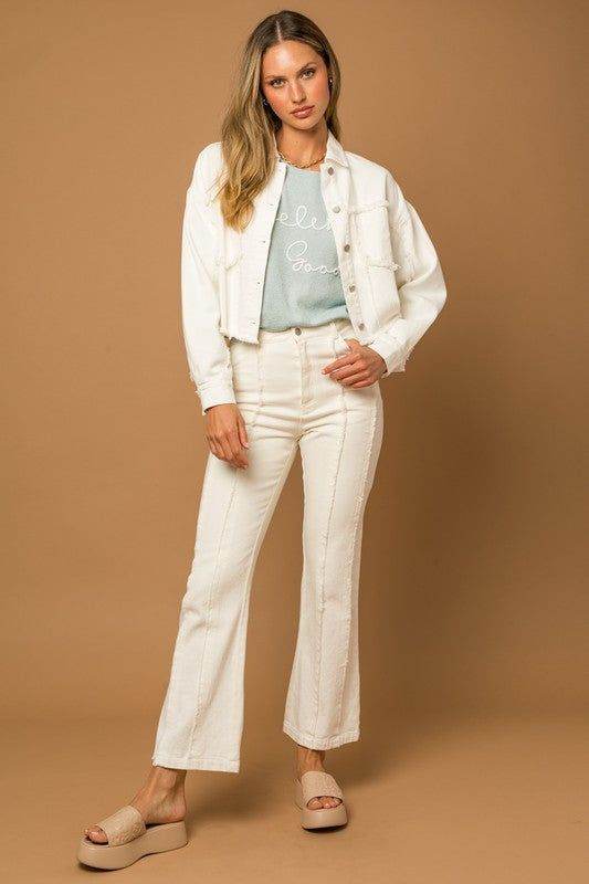 Gilli Frayed Hem Flare Pants - us.meeeshop