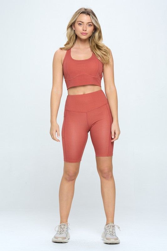 Women's Gingham print activewear set - us.meeeshop