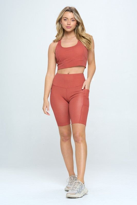 Women's Gingham print activewear set - us.meeeshop