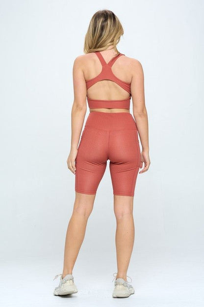 Women's Gingham print activewear set - us.meeeshop