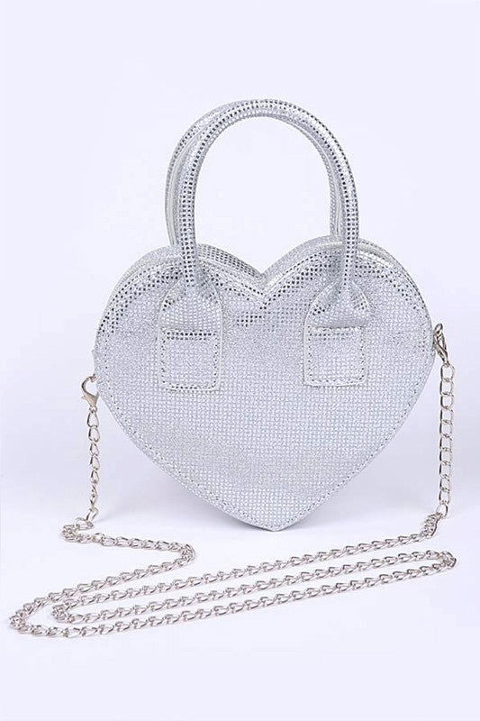 Glitter Top Handle Heart Shape Swing Bag us.meeeshop - 