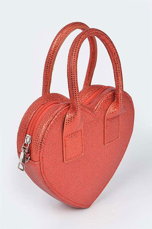 Glitter Top Handle Heart Shape Swing Bag us.meeeshop - 