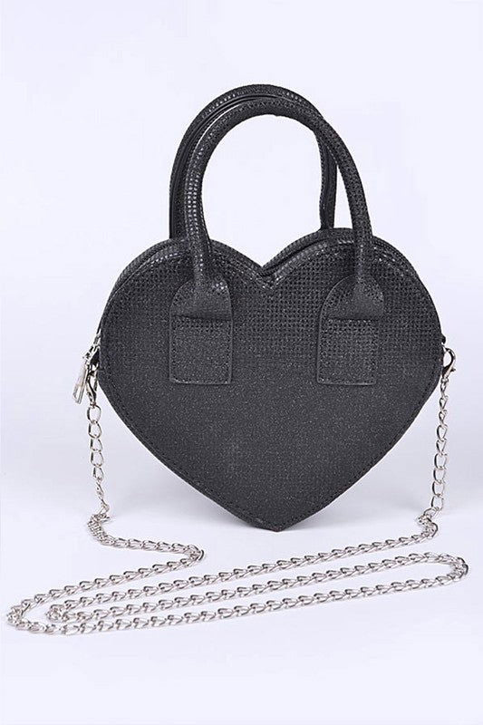 Glitter Top Handle Heart Shape Swing Bag us.meeeshop - 