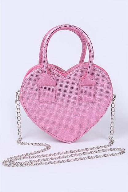 Glitter Top Handle Heart Shape Swing Bag us.meeeshop - 