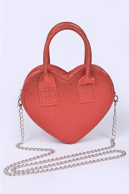 Glitter Top Handle Heart Shape Swing Bag us.meeeshop - Handbags