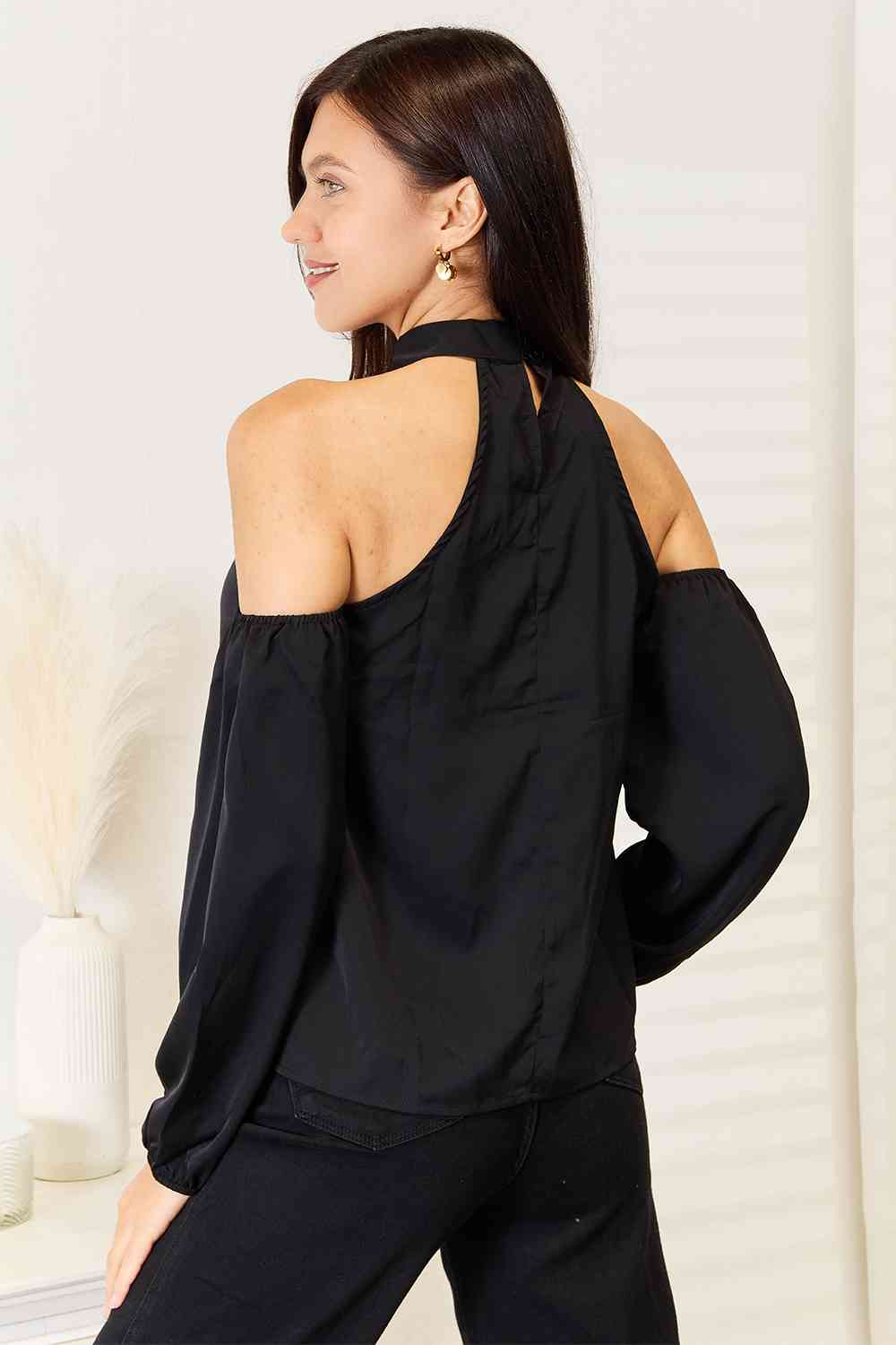 Grecian Cold Shoulder Long Sleeve Blouse | us.meeeshop