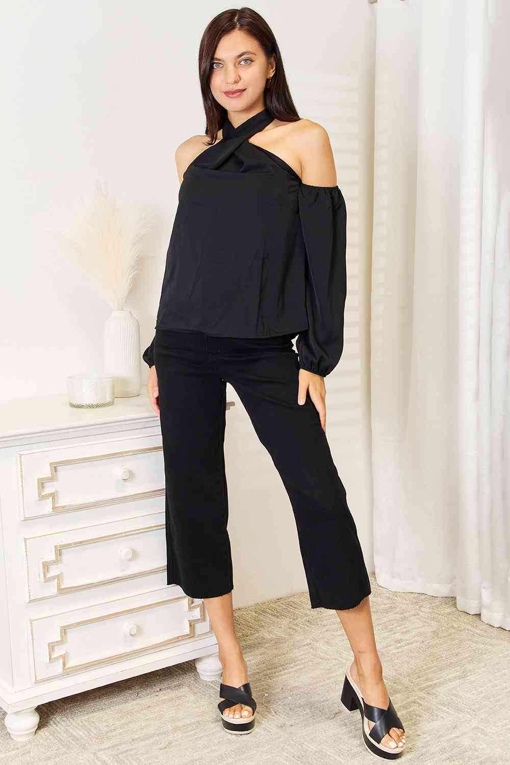 Grecian Cold Shoulder Long Sleeve Blouse | us.meeeshop