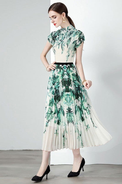 Green White Sexy Maxi Dress 2pc Set us.meeeshop - 