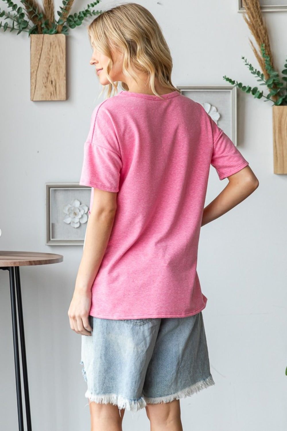 HOPELY Full Size Color Block Exposed Seam T-Shirt - us.meeeshop