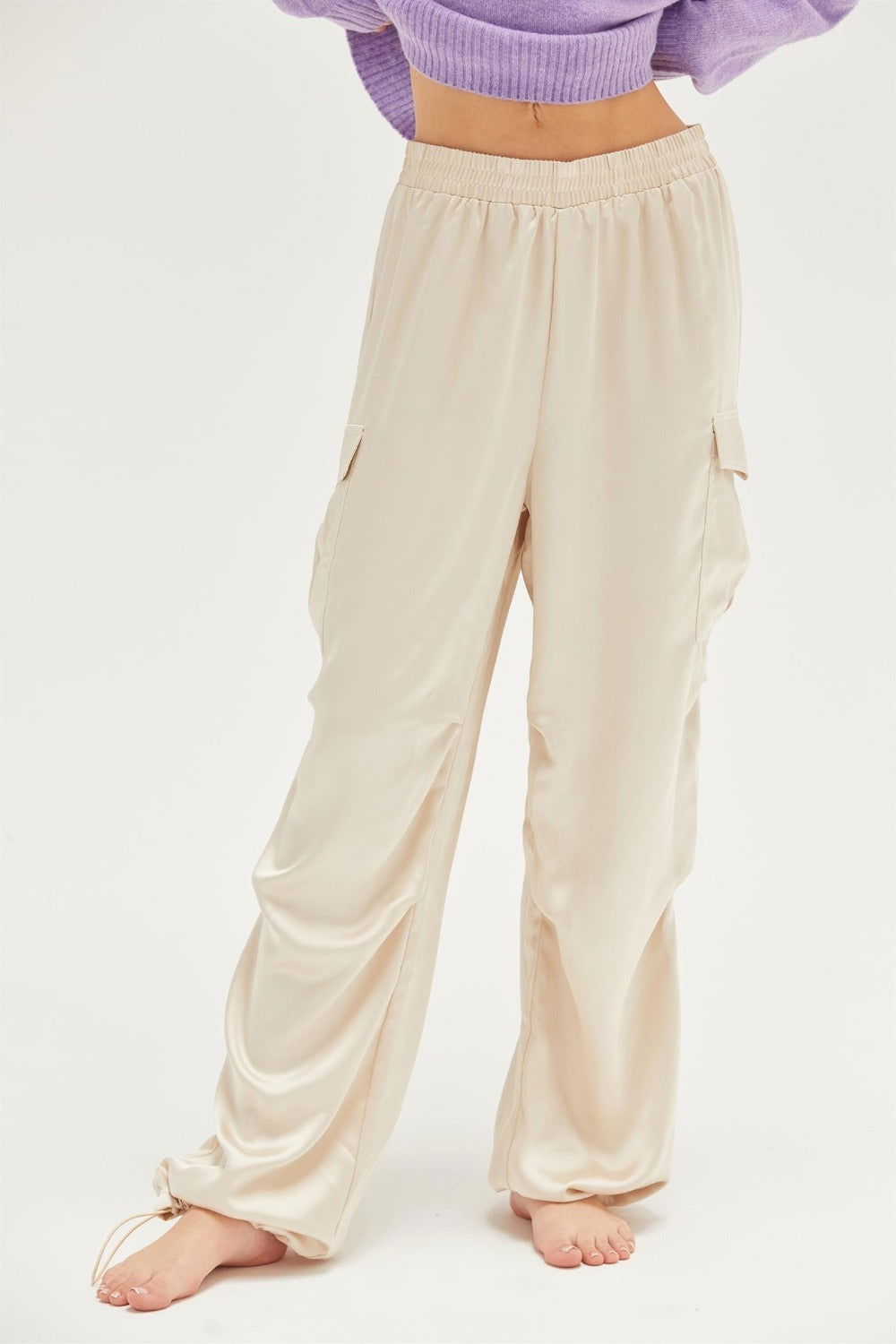 HYFVE Approach Satin Drawstring Hem Cargo Pants us.meeeshop - Pants