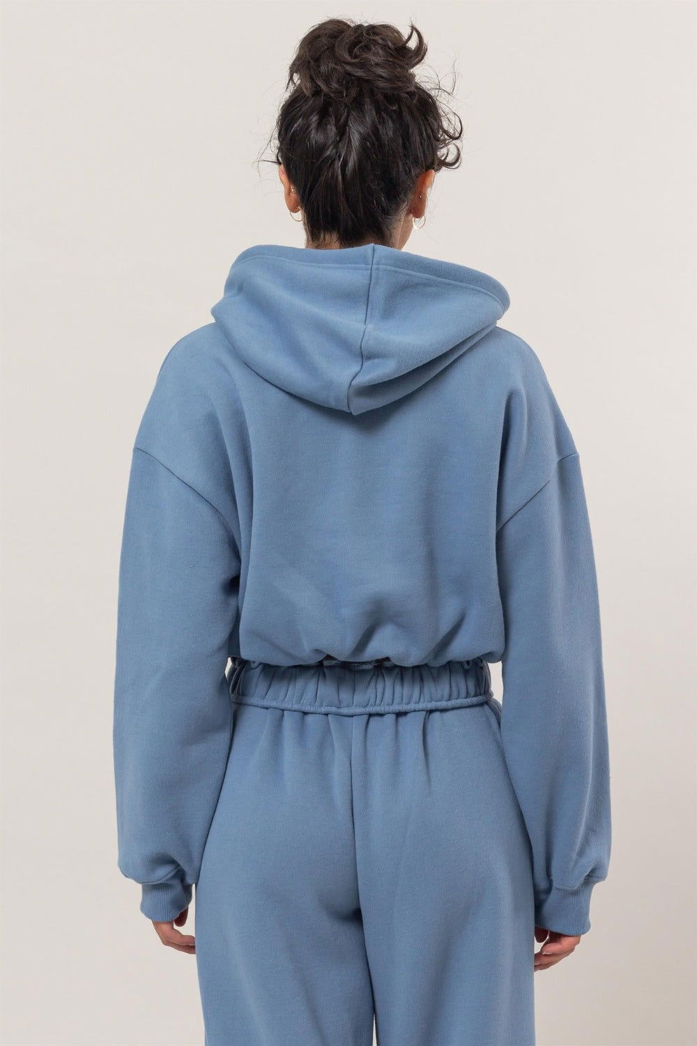 HYFVE Bubble Hem Cropped Hoodie In Blue us.meeeshop - 