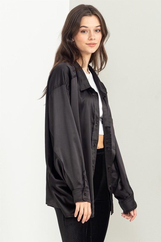 HYFVE | Completely Charmed Oversized Satin Shirt us.meeeshop - 