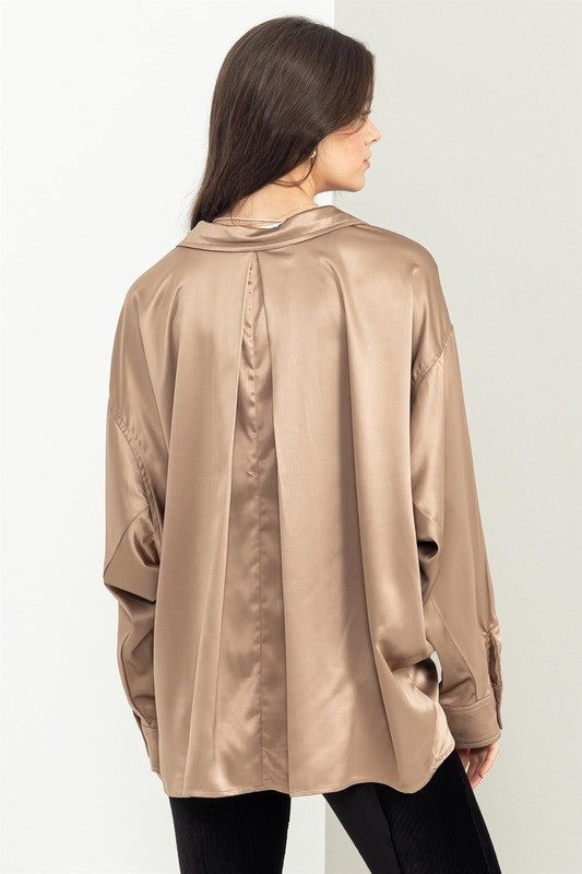 HYFVE | Completely Charmed Oversized Satin Shirt us.meeeshop - 