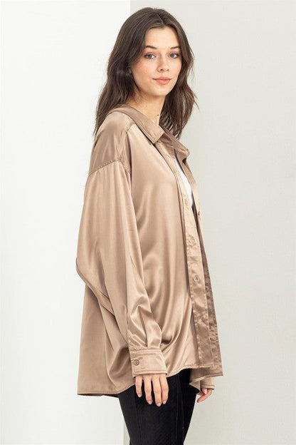 HYFVE | Completely Charmed Oversized Satin Shirt us.meeeshop - 