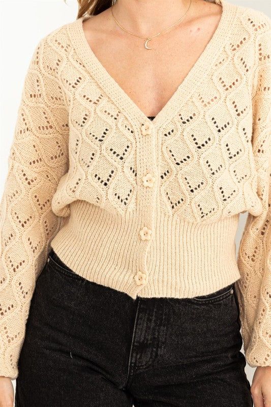 HYFVE Days Together Pointelle Sweater Cardigan us.meeeshop - 