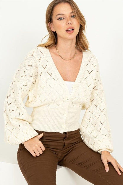 HYFVE Days Together Pointelle Sweater Cardigan us.meeeshop - 