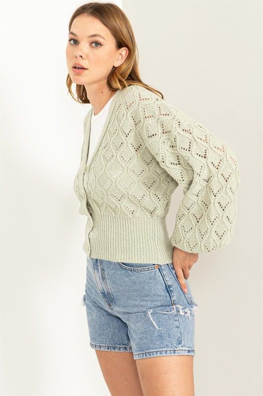 HYFVE Days Together Pointelle Sweater Cardigan us.meeeshop - 