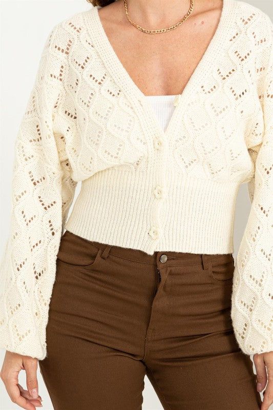 HYFVE Days Together Pointelle Sweater Cardigan us.meeeshop - 