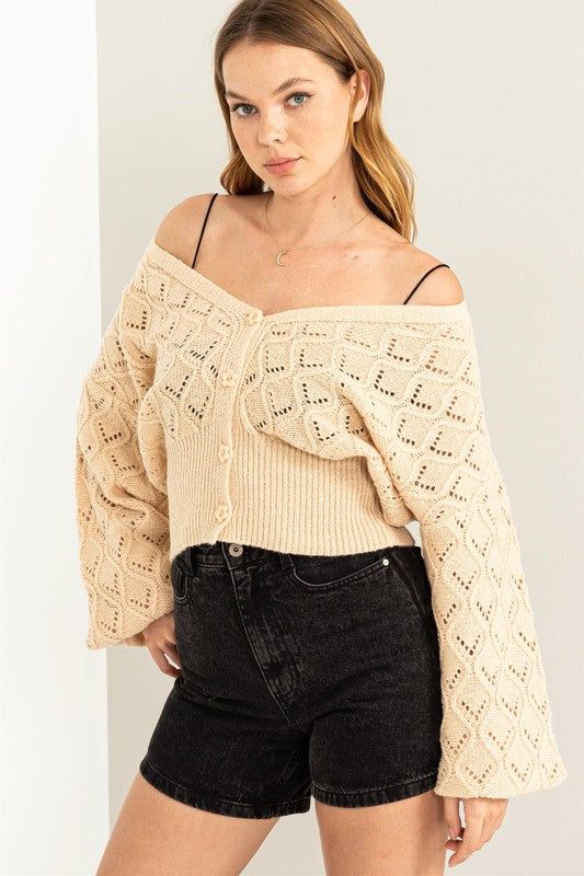 HYFVE Days Together Pointelle Sweater Cardigan us.meeeshop - 