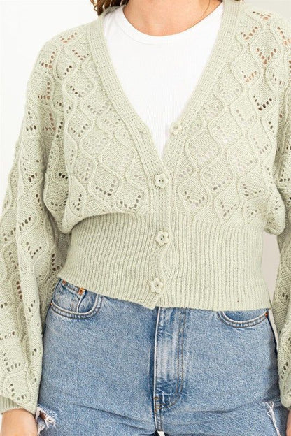 HYFVE Days Together Pointelle Sweater Cardigan us.meeeshop - 