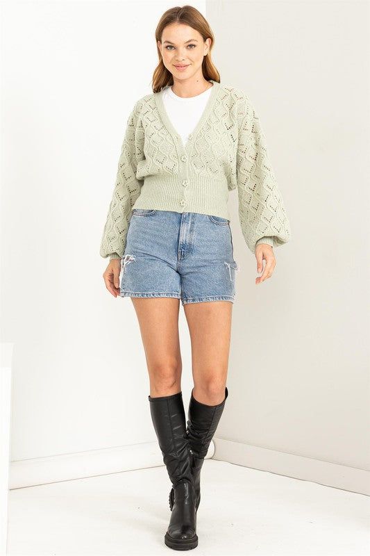 HYFVE Days Together Pointelle Sweater Cardigan us.meeeshop - 