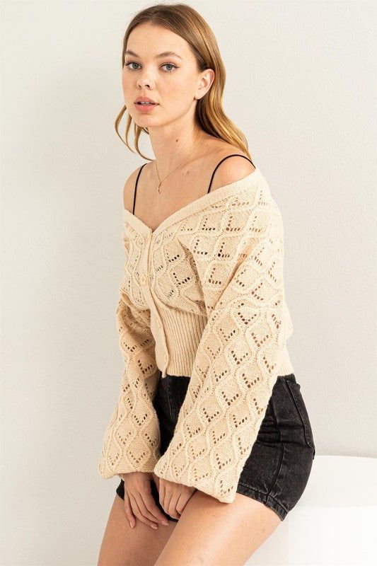 HYFVE Days Together Pointelle Sweater Cardigan us.meeeshop - 