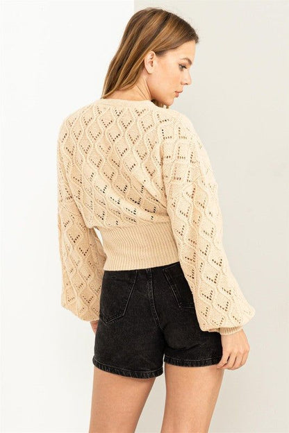 HYFVE Days Together Pointelle Sweater Cardigan us.meeeshop - 