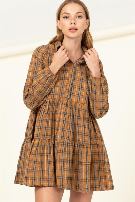 HYFVE | Effortless Love Plaid Print Babydoll Dress us.meeeshop - 