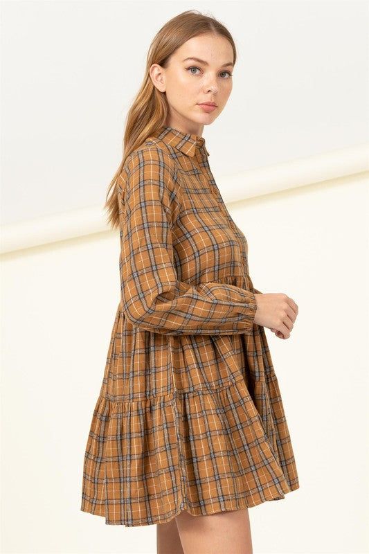 HYFVE | Effortless Love Plaid Print Babydoll Dress us.meeeshop - Dresses