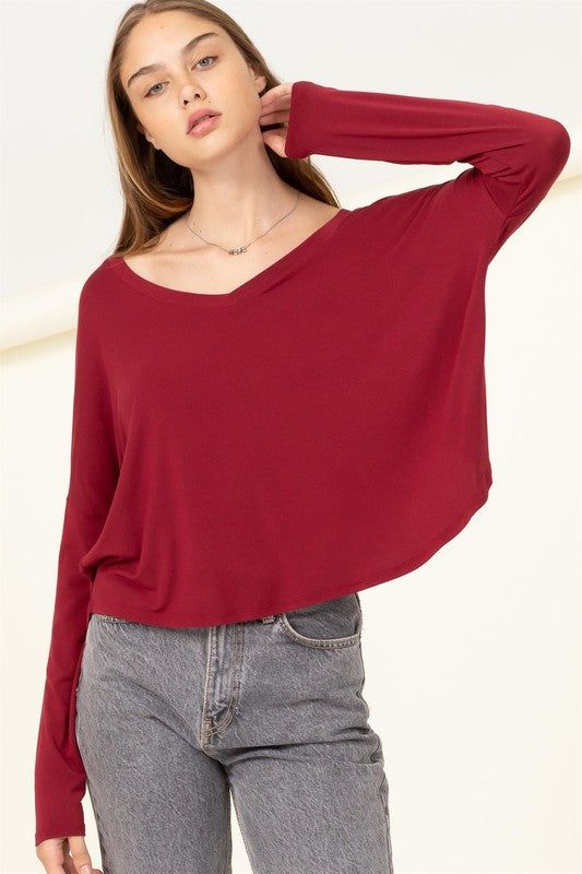 HYFVE | Love Me Right V Neck Loose Fit Top us.meeeshop - 