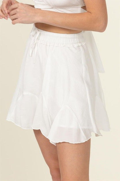 HYFVE Not Your Girl Drawstring Ruffled Mini Skirt us.meeeshop - 