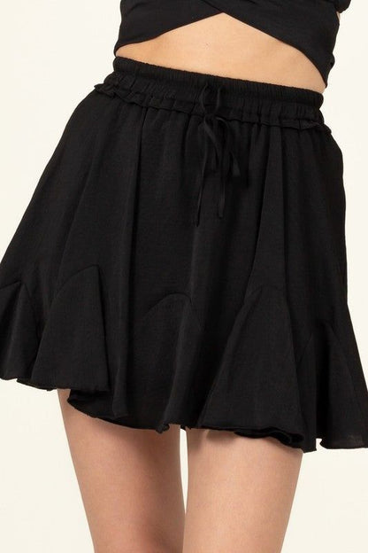 HYFVE Not Your Girl Drawstring Ruffled Mini Skirt us.meeeshop - 