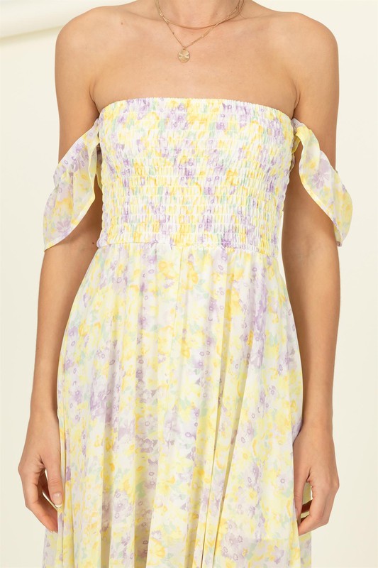 HYFVE | Pastel Florals Smocked Midi Dress | us.meeeshop
