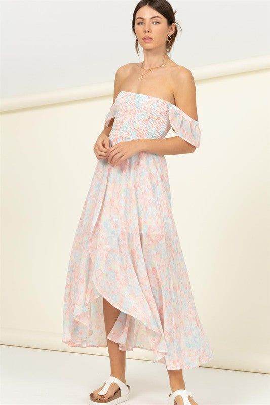 HYFVE | Pastel Florals Smocked Midi Dress - us.meeeshop