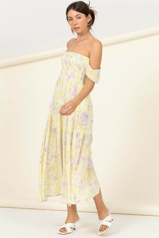 HYFVE | Pastel Florals Smocked Midi Dress - us.meeeshop