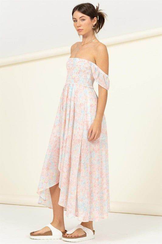 HYFVE | Pastel Florals Smocked Midi Dress - us.meeeshop