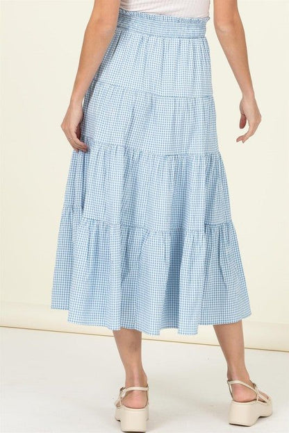 HYFVE | Skirt Alert High-Waist Gingham Print Midi Skirt us.meeeshop - 