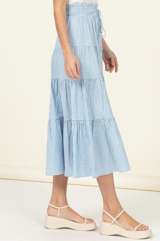 HYFVE | Skirt Alert High-Waist Gingham Print Midi Skirt us.meeeshop - 