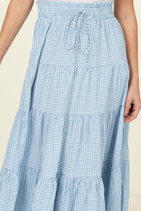 HYFVE | Skirt Alert High-Waist Gingham Print Midi Skirt us.meeeshop - 