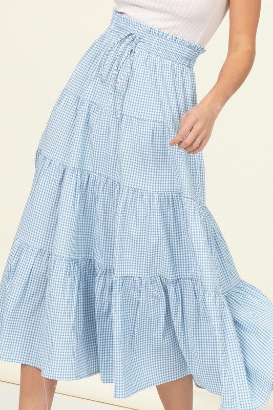 HYFVE | Skirt Alert High-Waist Gingham Print Midi Skirt us.meeeshop - 