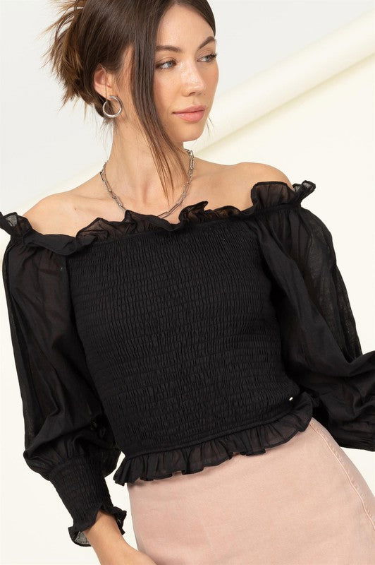 HYFVE Sunny Day Smocked Off-the-Shoulder Top us.meeeshop - Shirts & Tops