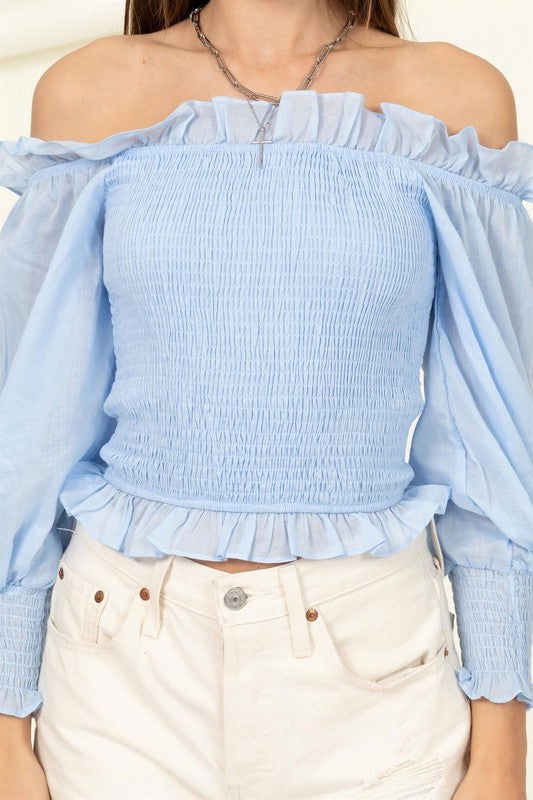 HYFVE Sunny Day Smocked Off-the-Shoulder Top us.meeeshop - 